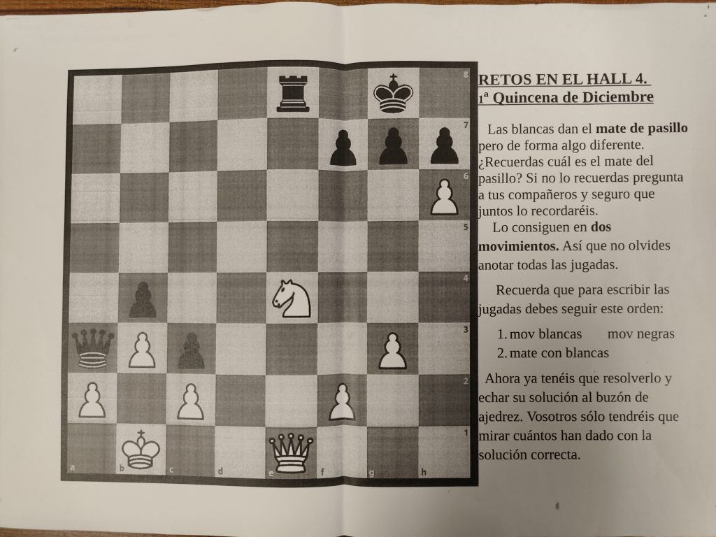 Nuevo reto de ajedrez para el mes de diciembre