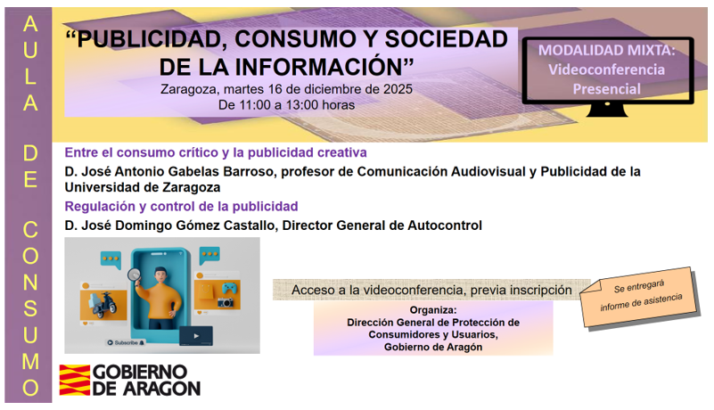 “PUBLICIDAD, CONSUMO Y SOCIEDAD DE LA INFORMACIÓN”: sesión abierta a la ciudadanía